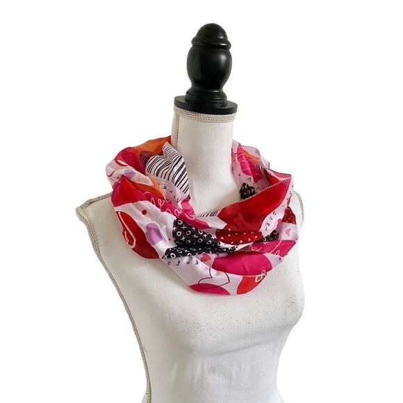 Valentine’s Day Multi Mixed Print Fashion Scarf Red Black White Pink OSFM - Picture 1 of 5